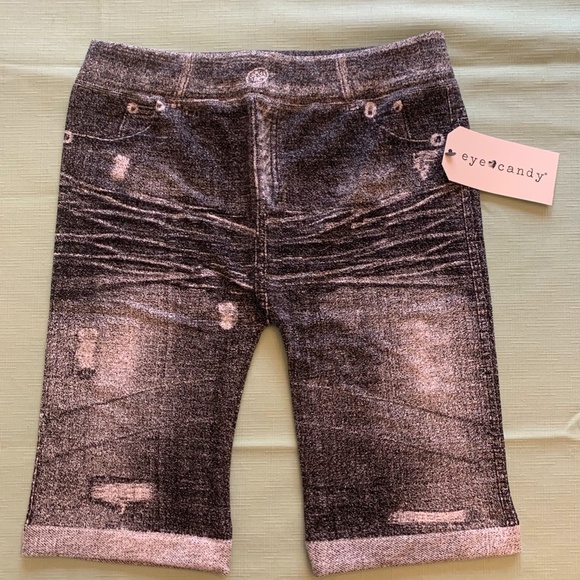 Eye Candy Stretchy Denim Look Shorts Grey Women's S/M New with Tags Spandex Poly - Picture 5 of 5